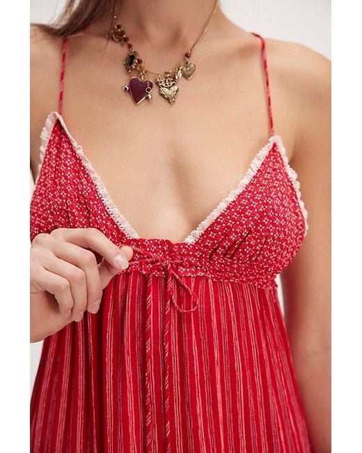 Intimately By Free People Red Homegrown Mini Slip