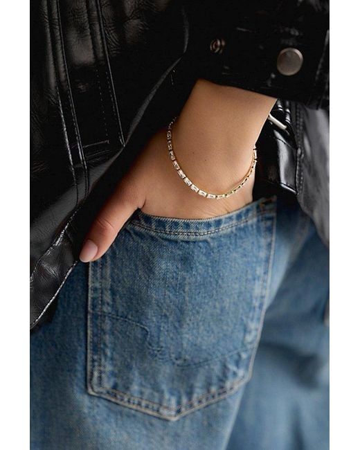 Free People Natural Fallon Plated Tennis Bracelet