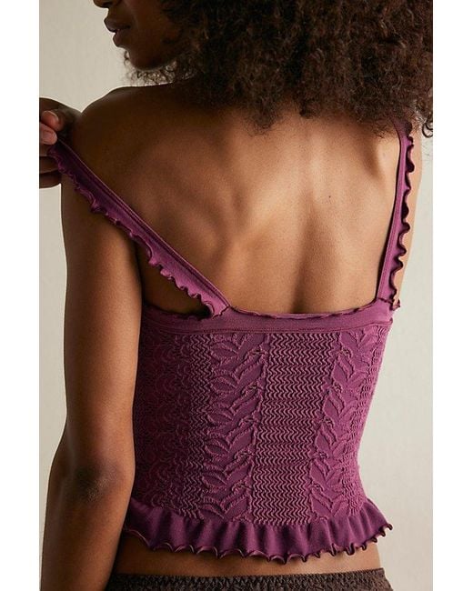 Intimately By Free People Purple So Soft Frill Square Neck Tank Top By