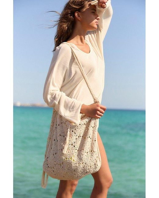 Free People Natural Sunrise To Sunset Crochet Tote