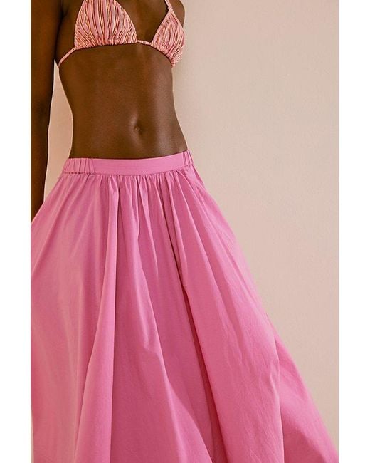 Free People Pink Lowen Midi Skirt