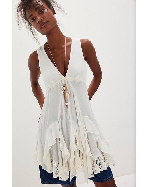 Free People White Tan Tides Tunic