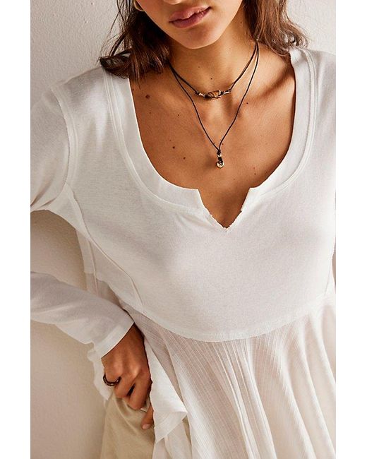 Free People Natural Clover Babydoll Top At Free People In Ivory, Size: Xs