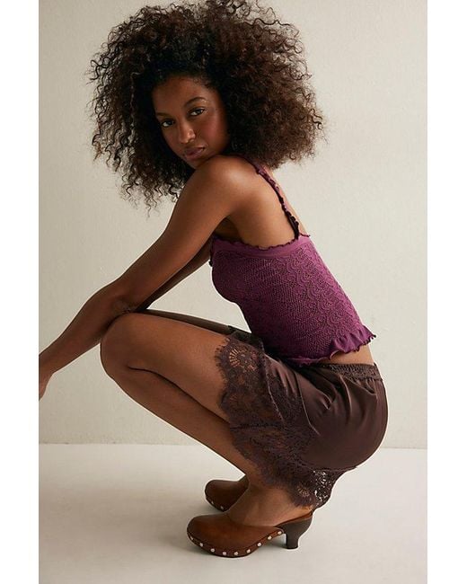 Intimately By Free People Purple So Soft Frill Square Neck Tank Top By