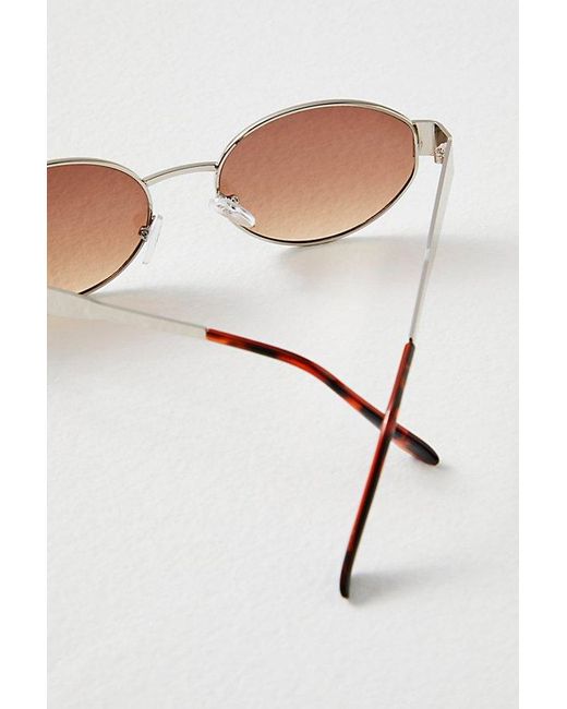 Free People Multicolor Little Secret Round Sunglasses At In Silver/smokey Brown