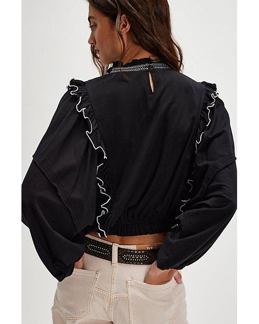 Free People Black Embroider Me Top
