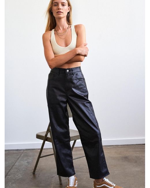 Faux Leather Ribcage Straight Jeans