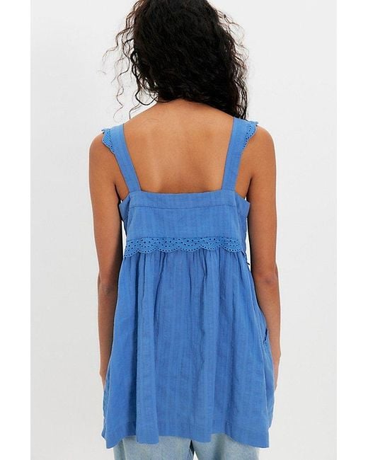Free People Blue Farrah Embroidered Tunic