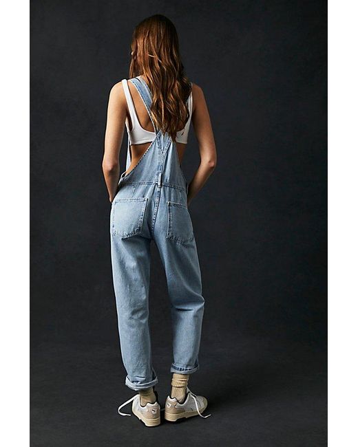 Free People Black Ziggy Denim Overalls At Free People In Bleu Moon, Size: Large
