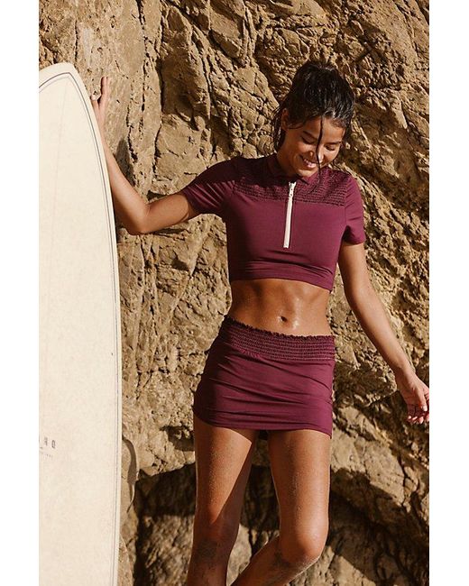 Stone Fox Red Nami Zip Crop Rashguard