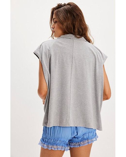 Free People Gray Team Polo
