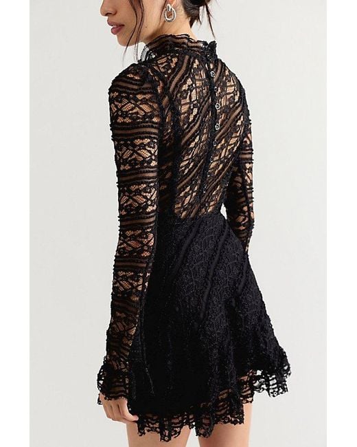 Free People Black Woodland Whispers Mini Dress
