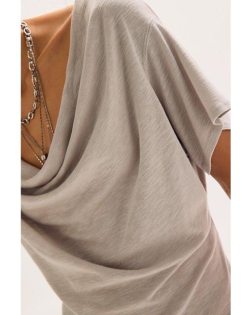 Free People White Waterfall Cowl-Neck Top