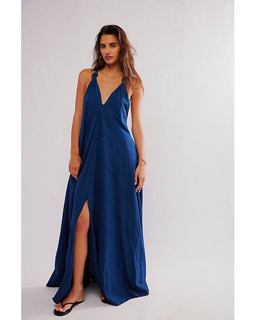 Closed Blue Knotted Maxi Dress