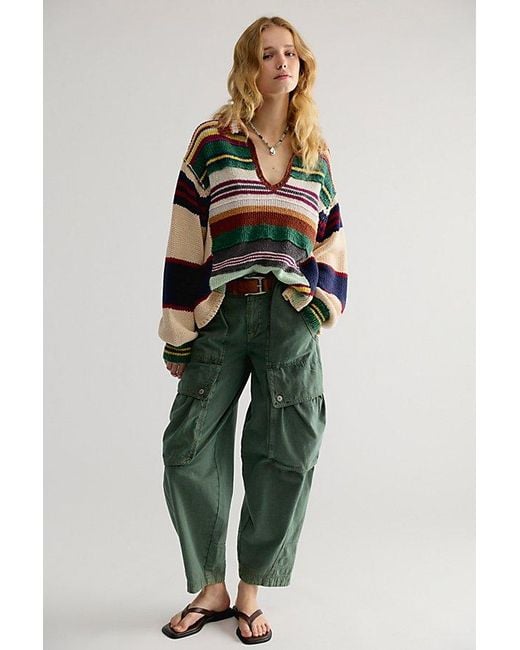 Free People Green Rowhouse Knit Pullover