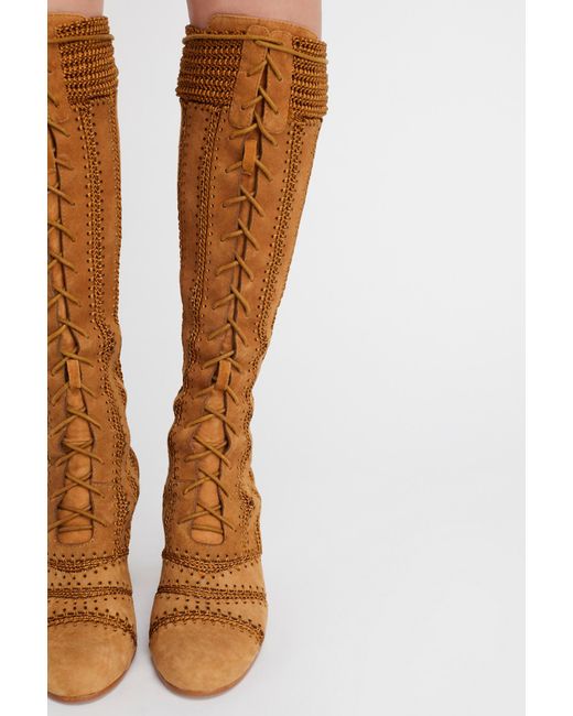 Free People Brown Blaire Lace-up Boots By Silent D