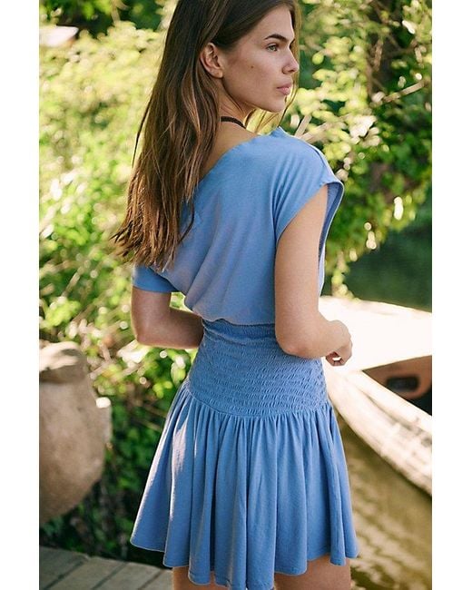 princess polly baby blue dress FP Movement Hot Shot Mini Dress in Riviera Blue