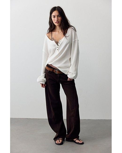 Free People Gray Montreal Oversized Thermal Henley