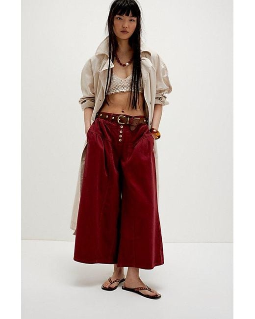 Free People Red Blossom Pull-On Jeans
