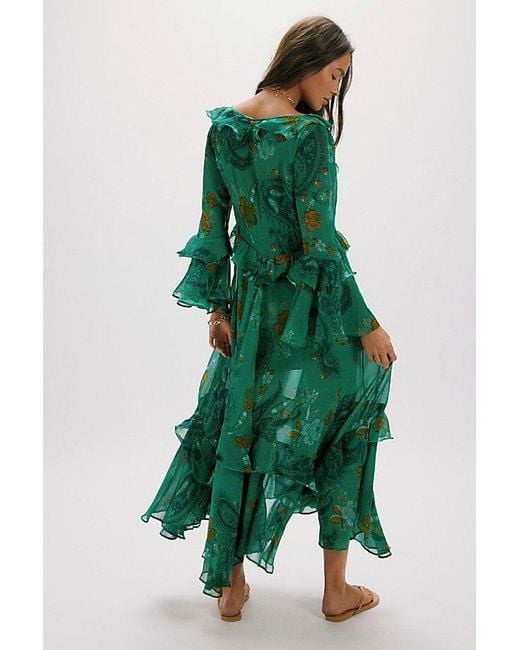 Free People Green Paisley Petals Maxi Dress