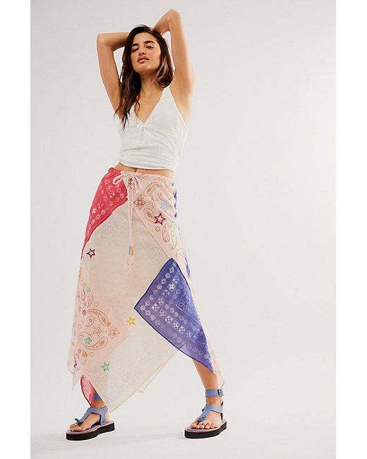 Free People Multicolor Ainslee Embroidered Maxi Skirt At In Bandana Combo, Size: Xs