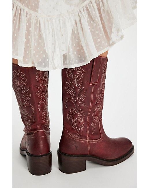 Frye White For Fp Kate Deco Stitch Boots