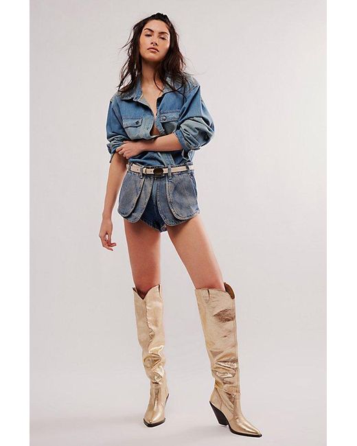 Free People Blue Triple Crown Over-the-knee Boots