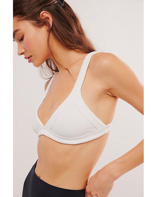 Free People White All Day Rib Triangle Bralette