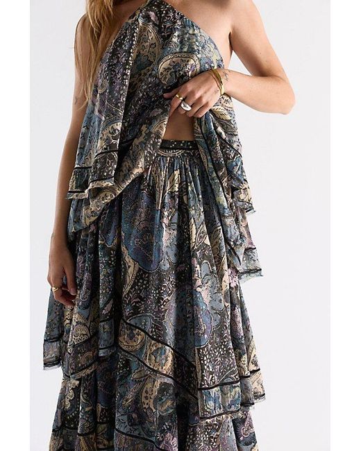 Free People Multicolor Trapeze Cotton Silk Maxi Skirt Set