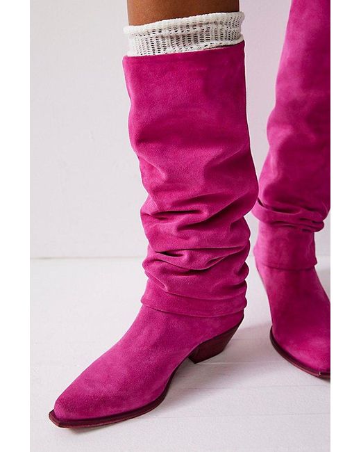 Free People Pink Take Me To Tucson Slouch Boots