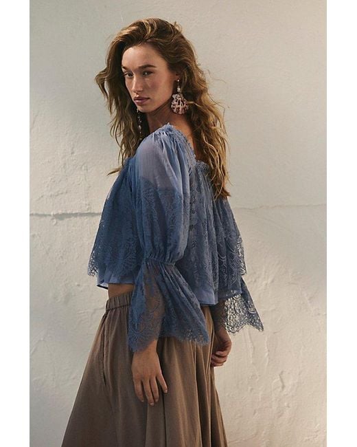 Free People Blue Fairy Girl Blouse