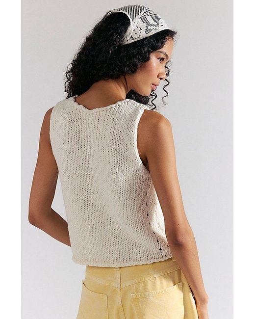 Free People White Opal Knit Tank Top
