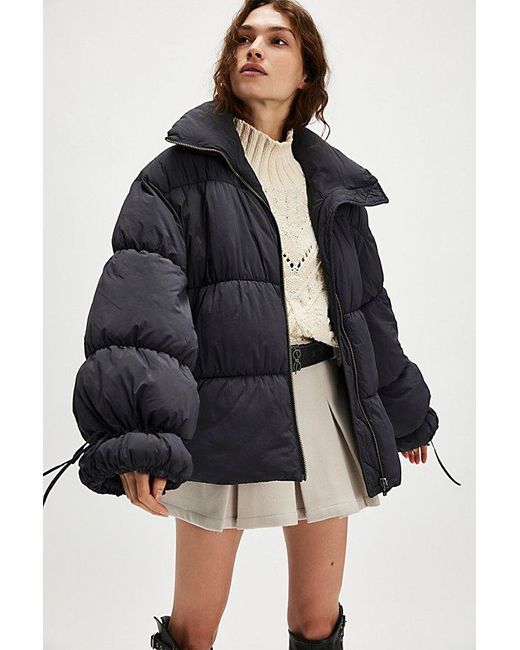 Free People Blue Solid Cotton Candy Puffer