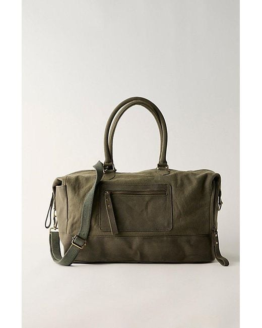 Free People Blue Washed Canvas Weekender Bag
