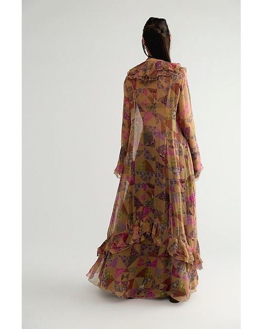 Free People Brown Heirloom Printed Maxi Top