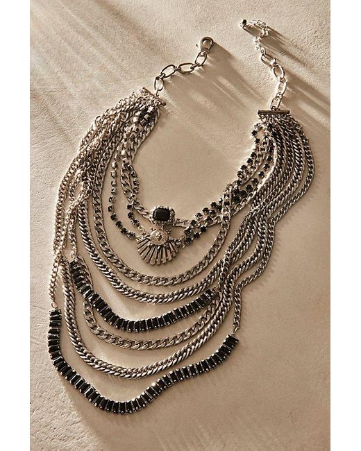 Free People Natural The Pistols Stacked Chain Choker At In Silver Onyx