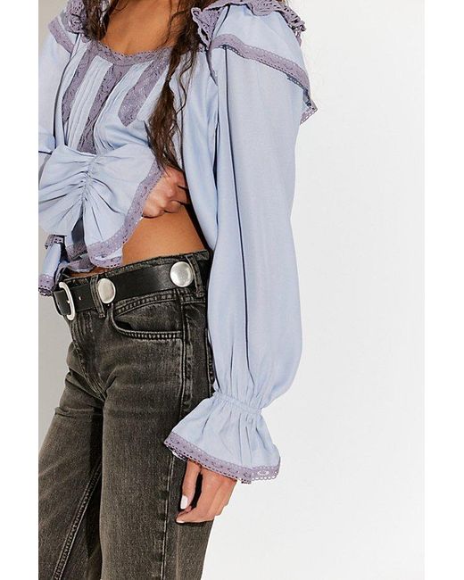 Free People Blue Francie Silky Blouse