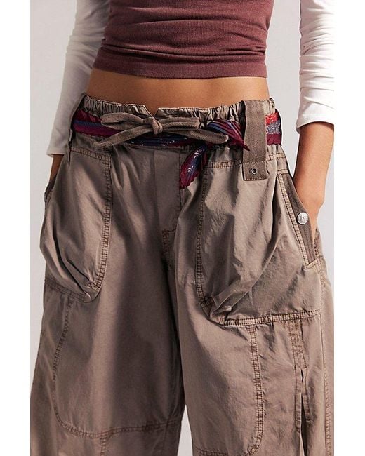 Free People Brown Pleated Printed Skinny Bandana