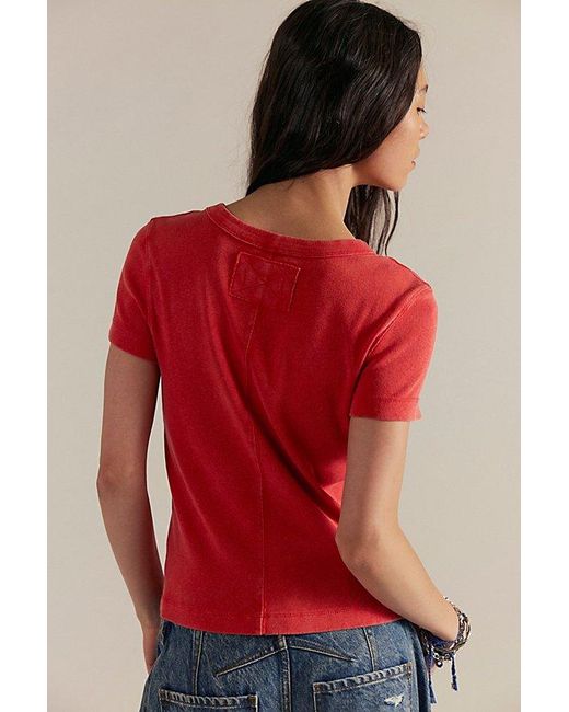 Free People Red Atlas Crew Tee