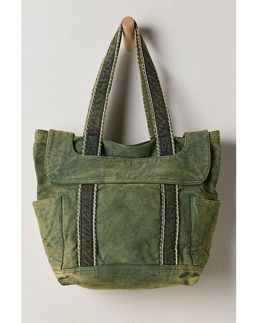 Free People Green Cordes Canvas Tote