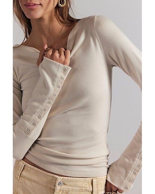 Free People Multicolor Simply Billie Hardware Long Sleeve Top