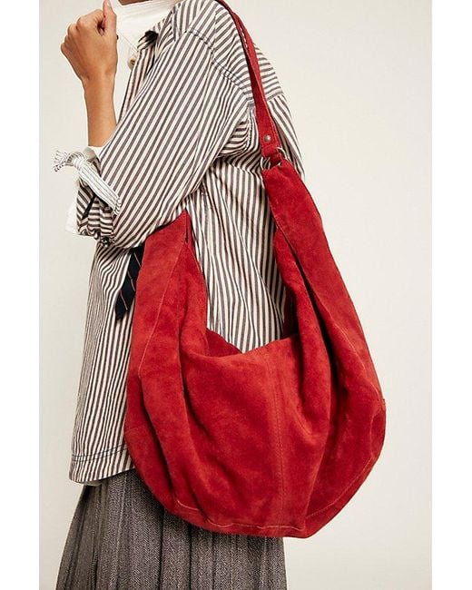 Free People Red Roma Suede Tote Bag