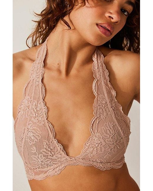 Intimately By Free People Brown Last Dance Lace Halter Bralette By