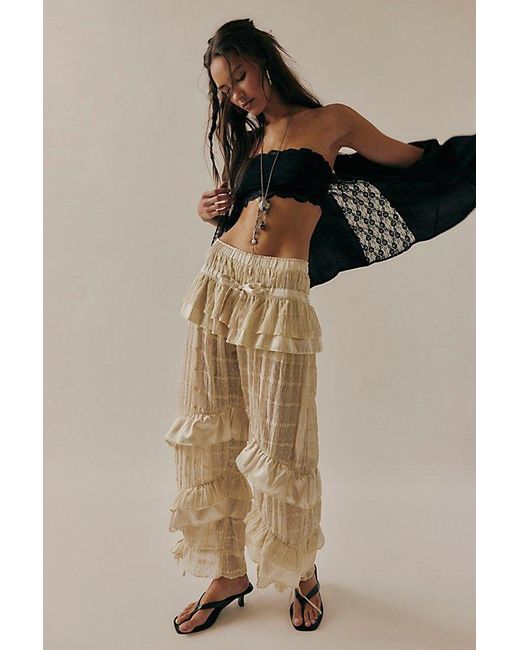 Free People White Belle Ruffle Pants