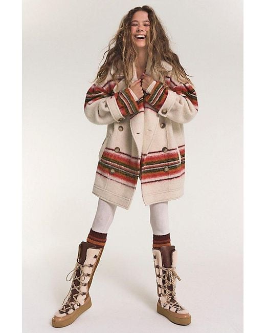 Free People Natural Henri Wool Stripe Coat Jacket