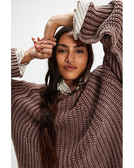 Free People Brown Lizzy Raglan Tunic