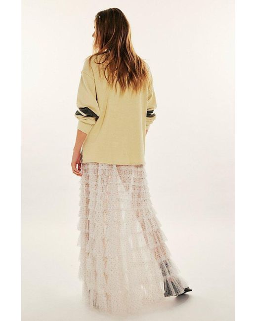 Free People Natural Return Of The Ruffle Maxi Slip Skirt