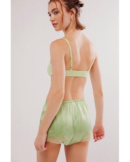 Only Hearts Green Silk Charmeuse Tap Shorts
