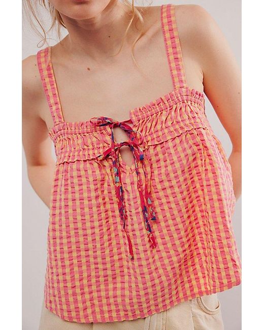 Free People Pink Picnic Party Top