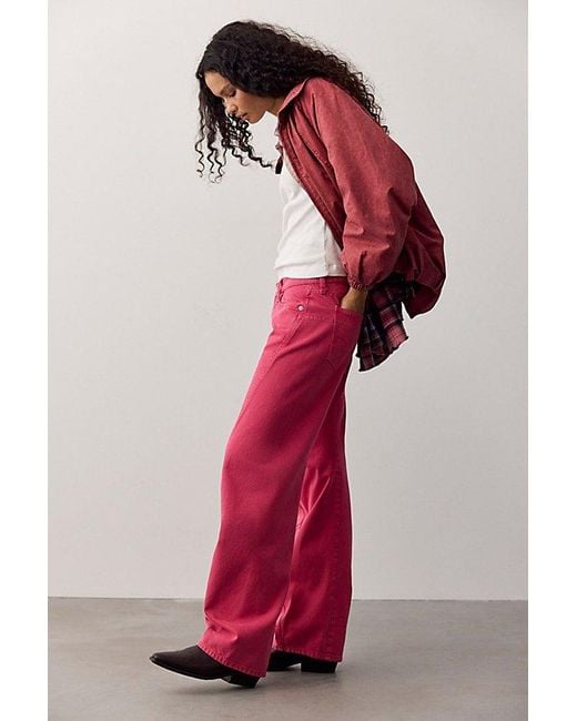Free People Red Fable Low-Rise Twisted Bowed Jeans
